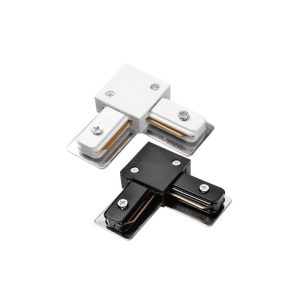 Conector en L carril monofásico blanco y negro