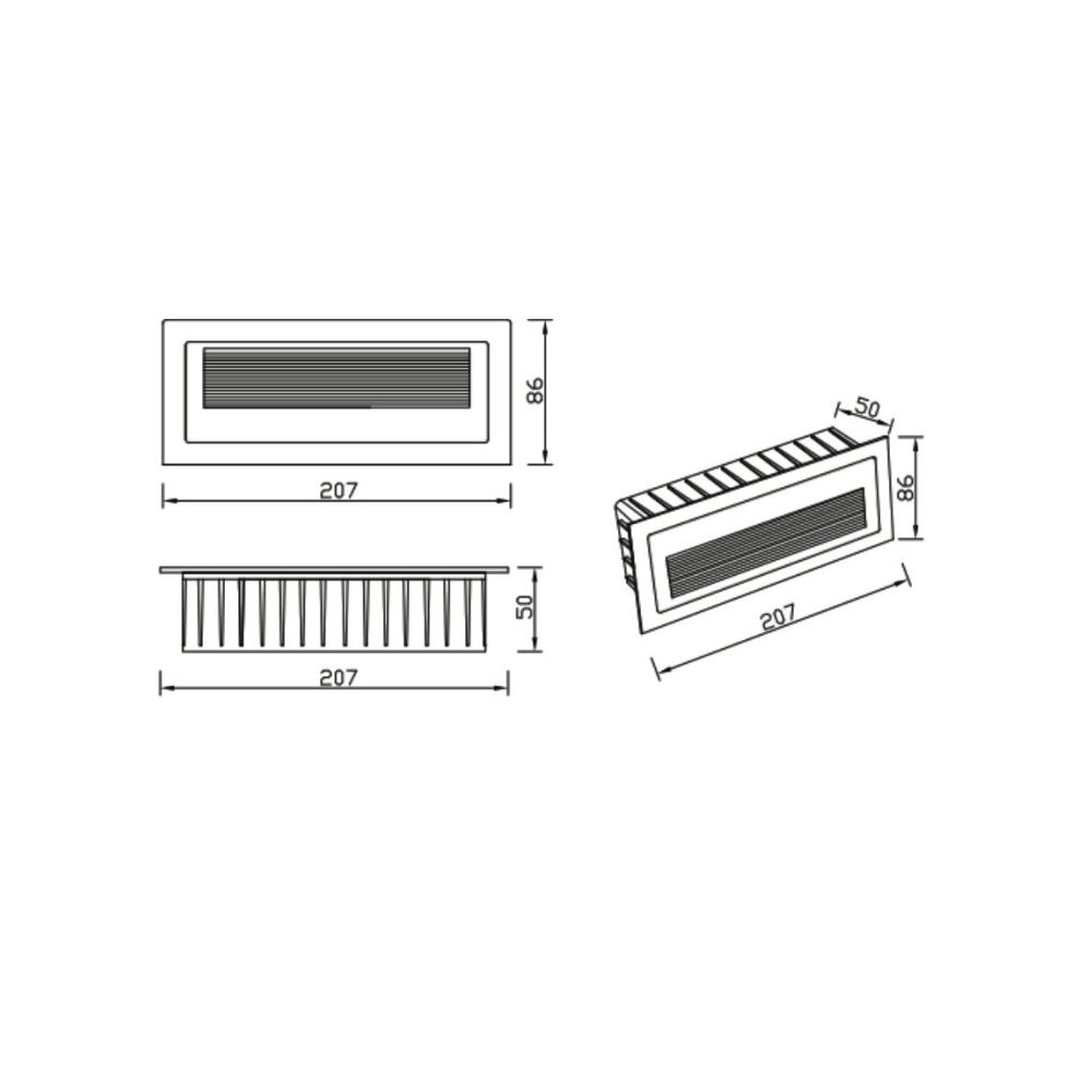 Aplique Exterior Rectangular 10021-SI Luz neutra Medida