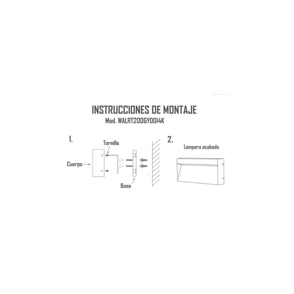 Aplique Exterior Rectangular 10021-SI Luz neutra Instalación