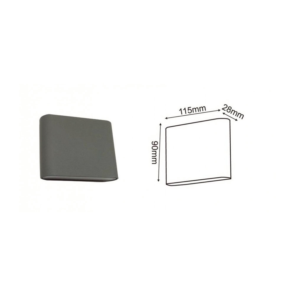 Aplique Exterior Rectangular 2701 Luz neutra Medida
