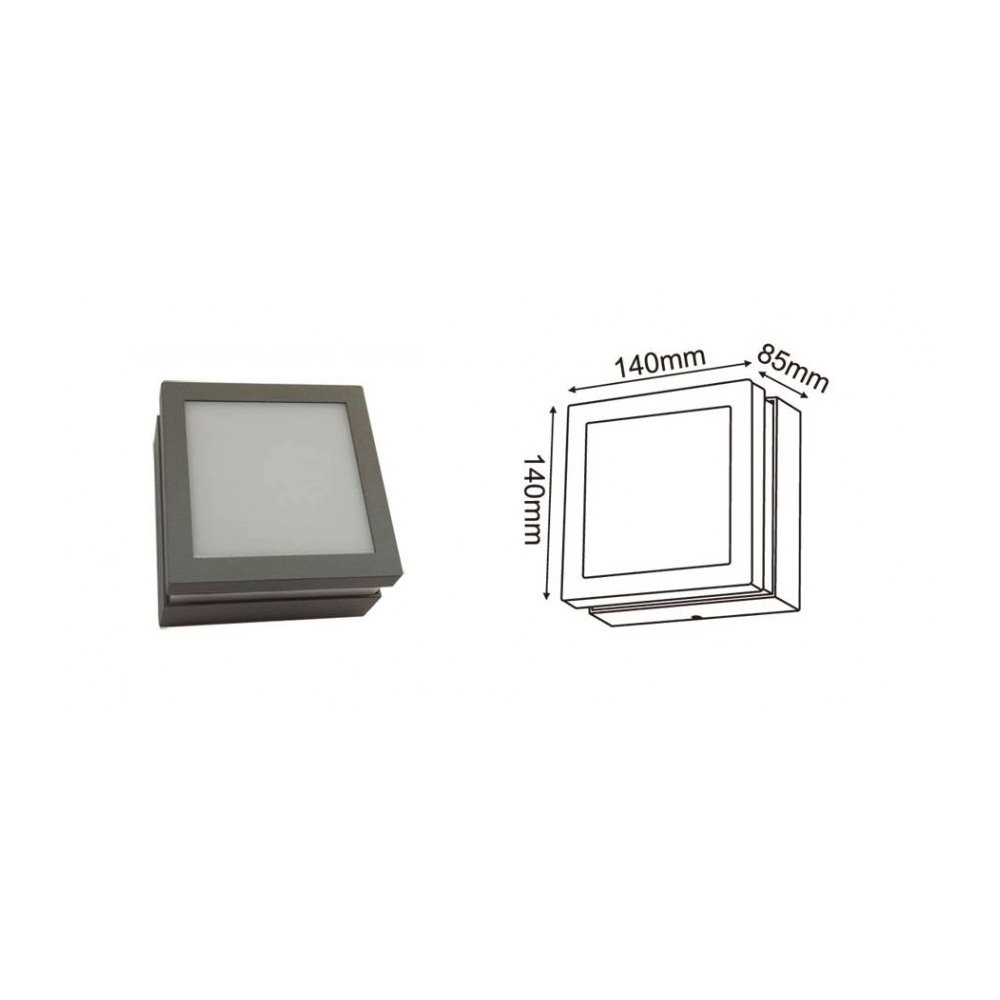 Aplique Exterior Cuadrado 2305 Luz neutra Medida