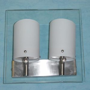 Aplique 033-B Cuadrado Blanco Cristal Bombilla G9