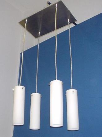Lámpara Colgante 046-4 Rectangular Blanca Cristal Bombilla G9