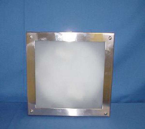 Plafón 084-B1 Cuadrado Cristal Acabado Inox Bombilla E27