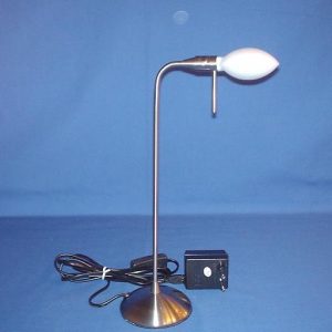 Lámpara de mesa 0213 Redonda Blanca Cristal Acabado Inox Bombilla G4