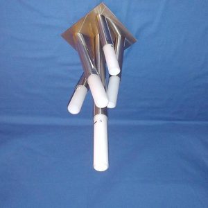 Plafón 2618 Cuadrado Blanco Cristal Acabado Inox Bombilla G9