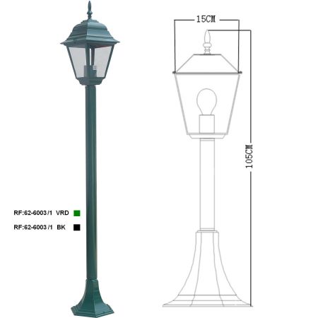 Aplique Exterior Pie Alto 6003-1 Verde Medida