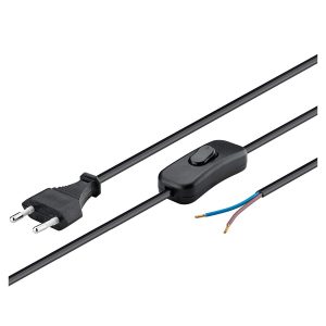 Cable con interruptor 2G x 0,75mm Clavija EU 1,5m Negro